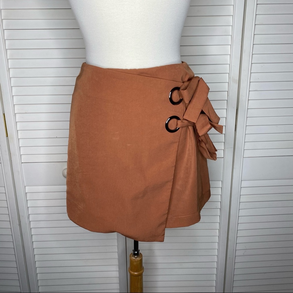 JOA tan tie mini skirt size medium